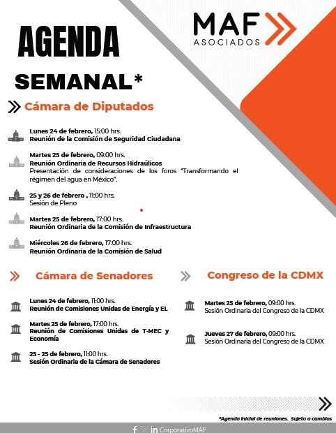 CorporativoMAF's tweet photo. 📢 ¡Consulta la Agenda Semanal del Poder Legislativo! 

📅 Esta es la tercera semana del Segundo Periodo Ordinario de Sesiones 🔎📜

🔎 Conoce los temas clave, debates y decisiones que marcarán el rumbo del país.
#PoderLegislativo #AgendaSemanal #EquipoLegislativoMAF https://t.co/VjT9svXBPB