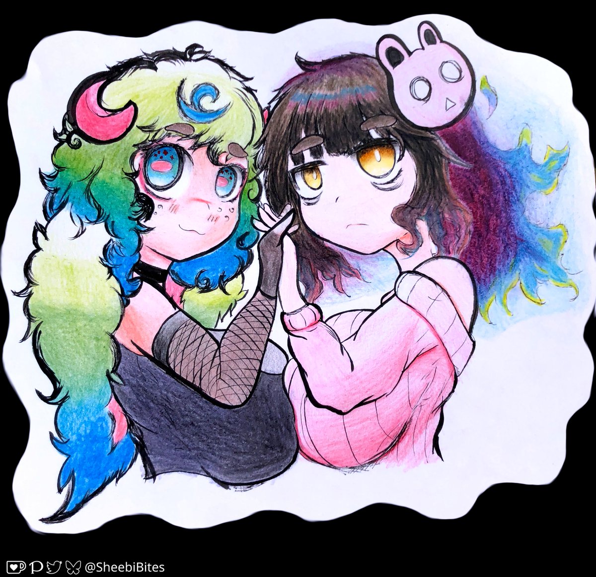 Hihi~ I drew this for <a href="/Cute_Morbidly/">MorbidlyCuteCrunch</a> birthday!!
I mostly don't post here anymore but you can still find me on the sky~ 
#fanart #art