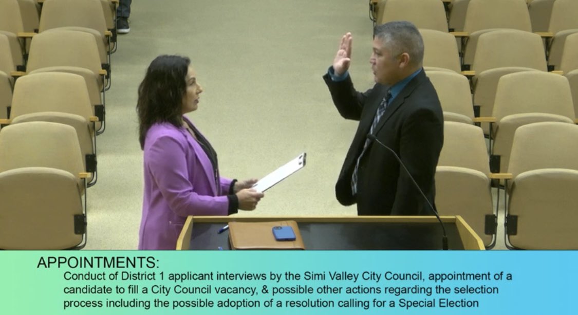 Congratulations to Joseph Ayala on his appointment to the Simi Valley City Council after presenting an open-minded and forward thinking perspective. I look forward to him bringing his unique and independent voice to the dais.