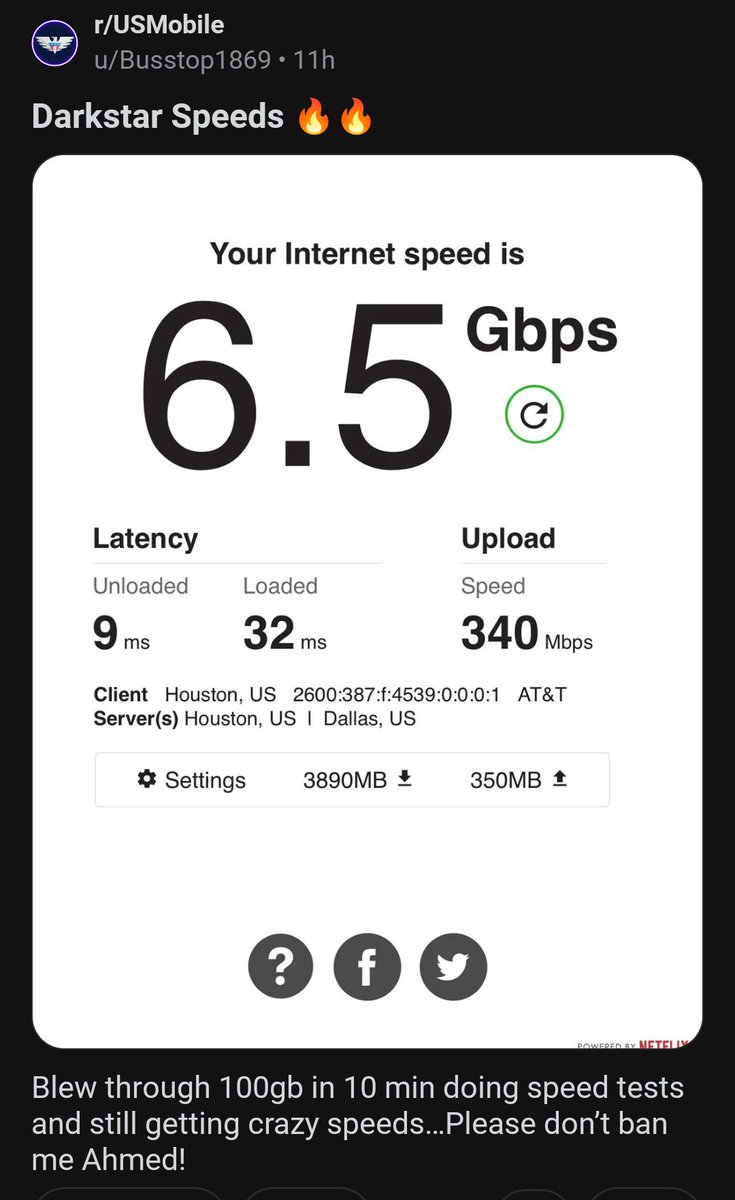 bestmvno's tweet image. Alright followers, friends & industry insiders, someone using over 100GB of data in ten minutes doing speed tests. Is this an example of reasonable use "cool, keep at it" or should it be considered network abuse?
@SneedTech @maxhietpas_
@stetsondoggett
reddit.com/r/USMobile/s/K…