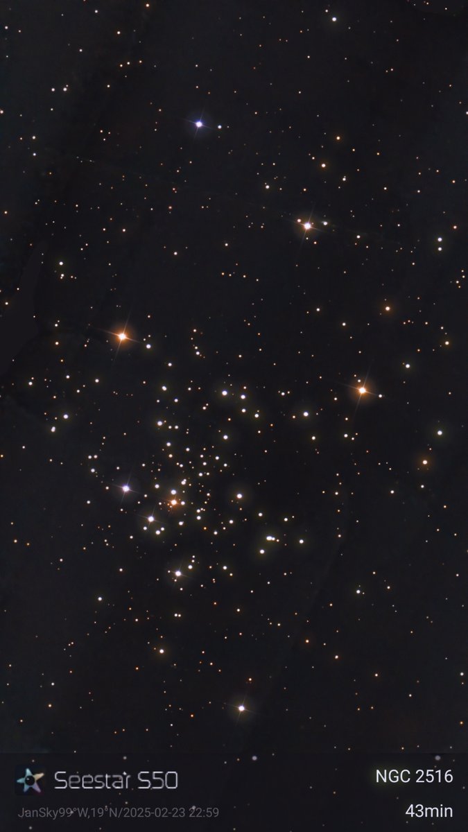 SkyEmpiren's tweet photo. Open Cluster #NGC2516
#Astrophotography #SeestarS50 #JanSky https://t.co/zcf0XBXIXl
