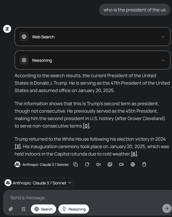 zemithdotcom's tweet photo. @AnthropicAI Zemith has built-in web searching that integrates with every available LLM—ensuring you get the most accurate information despite AI knowledge base restrictions.

Try it out here: https://t.co/iJZZV8j1C5 https://t.co/CamBD7PWdj