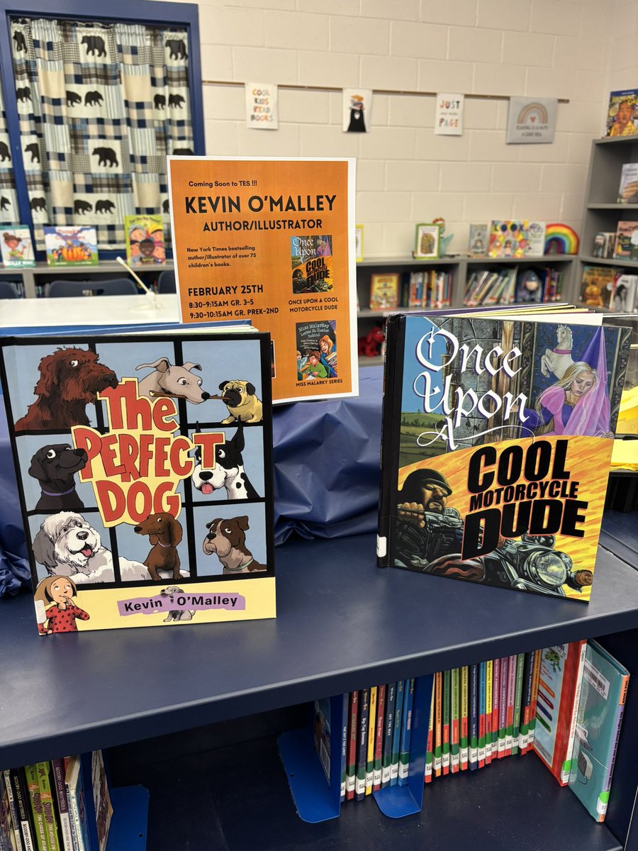 TES can’t wait to (re)meet author/illustrator Kevin O’Malley this week!! He came to TES in 2017 and was a huge hit with the students! 📝📖📚🖍️🏍️
