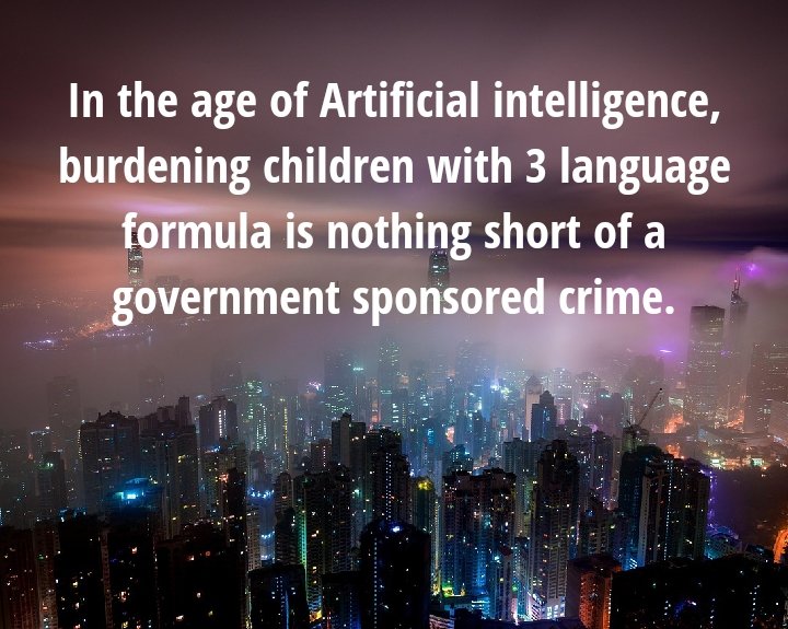 Ellarakannada's tweet image. Our Kannada children need to learn skills for their future.

Hindi is NOT a skill.

Save our Kannada children.

#2_Language_Formula
#StopHindiImposition