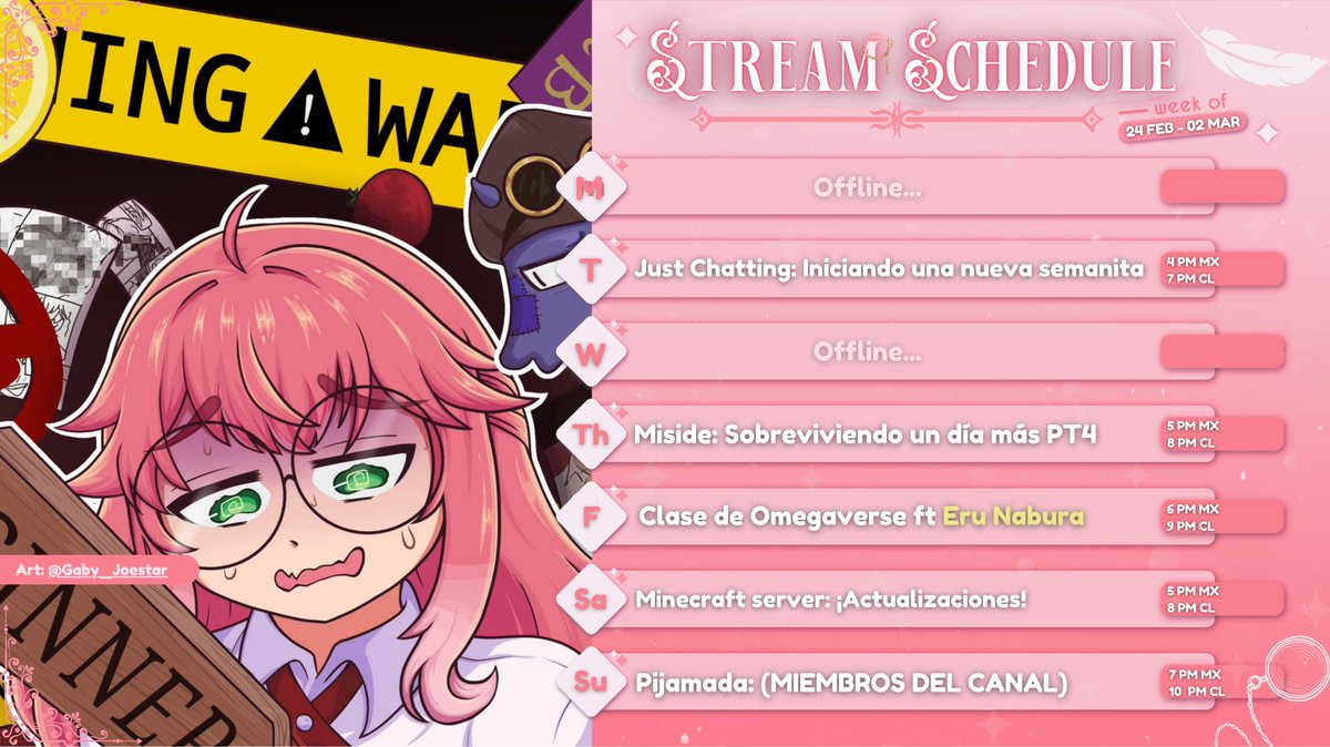AivyLovencraft's tweet photo. 【Calendario & Tags】
FEB 24 - MAR 02♥️
GENERAL: #AivyLovencraft
LIVE: #AivyLive
ART: #AivyDraw / NSFW: #HentAivy
FANNAME: #Craftitos
MEMES: #LovenMemes https://t.co/VkXklXNMfJ