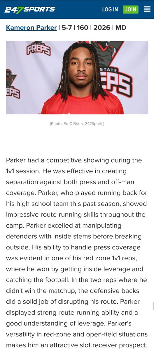 Kam_parker9's tweet image. I’m am so grateful to be able to attend @Preps_247 camp! It was a great opportunity to showcase my hard work and skills in front of the best. Thank you to @EdOBrienCFB for taking the time write this article about me!