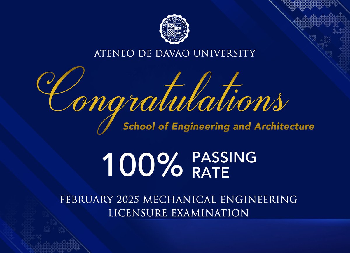 Congratulations to the School of Engineering and Architecture Mechanical Engineering Department on the 100% Passing Rate in the February 2025 Mechanical Engineering Licensure Examination! Congratulations also to our 11 newly licensed Mechanical Engineers!