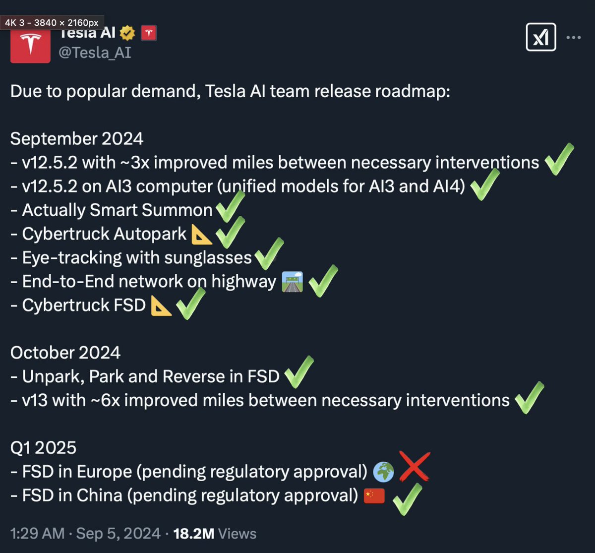 SawyerMerritt's tweet image. Tesla now has one thing left to do on this list