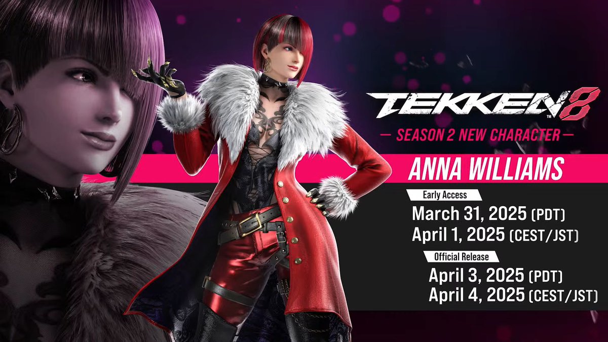 Wario64's tweet image. Anna Williams comes to Tekken 8 starting March 31st