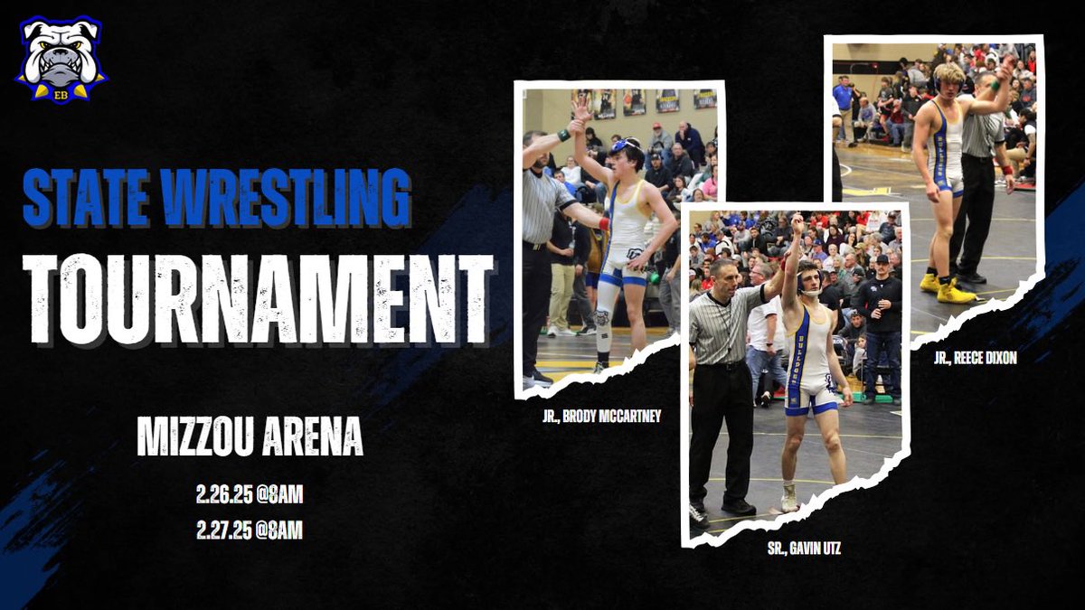 EBHSWrestling's tweet photo. Please come support these three Wrestlers in Columbia on Wednesday &amp; Thursday, as they battle their way to be one of the top wrestlers in the state!🏆

For those who can’t attend, you can follow along on TrackWrestling or watch the livestream on https://t.co/38pWAU5IWq.🎥
#ShowEm https://t.co/j4YKAAtiZo