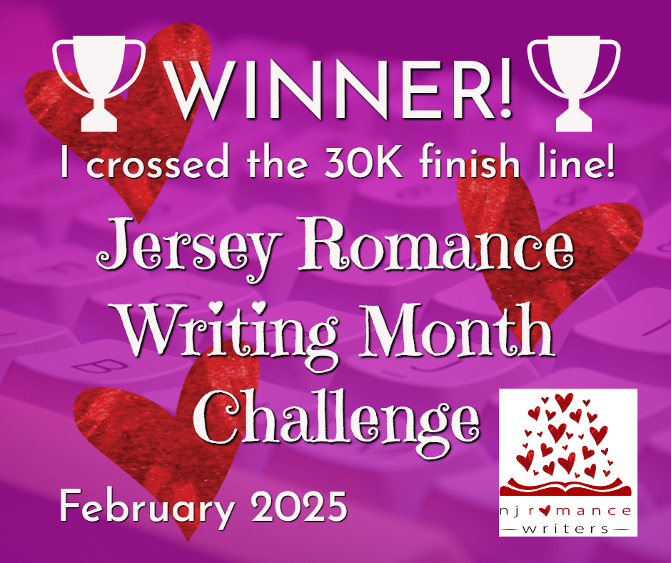 I participated in the New Jersey Romance Writers annual writers challenge. 30,000 works in 28 days. I crossed the 30K line yesterday, but I'm still at it. Nearly a week to go. More words coming.
