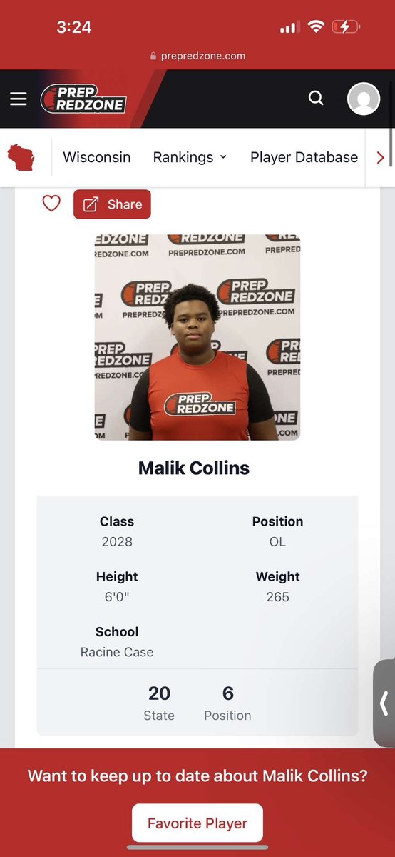 Blessed to be ranked #20 in Wisconsin…only gets better from here‼️💪🏿<a href="/MJ_NFLDraft/">Mark Johnson</a> <a href="/PrepRedzoneWI/">Prep Redzone Wisconsin</a>