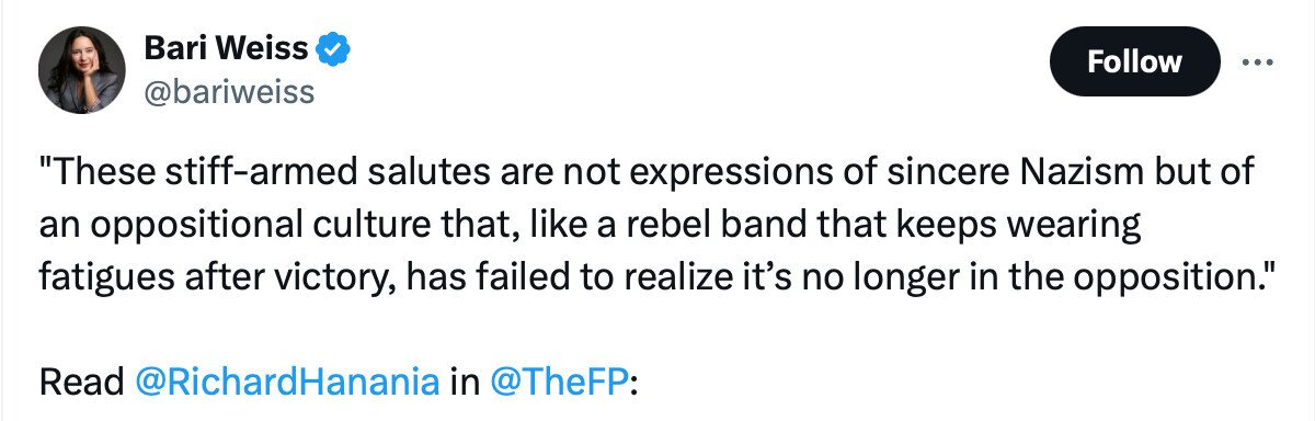 JoshZ2012's tweet image. Nazi apologist scum.

@bariweiss