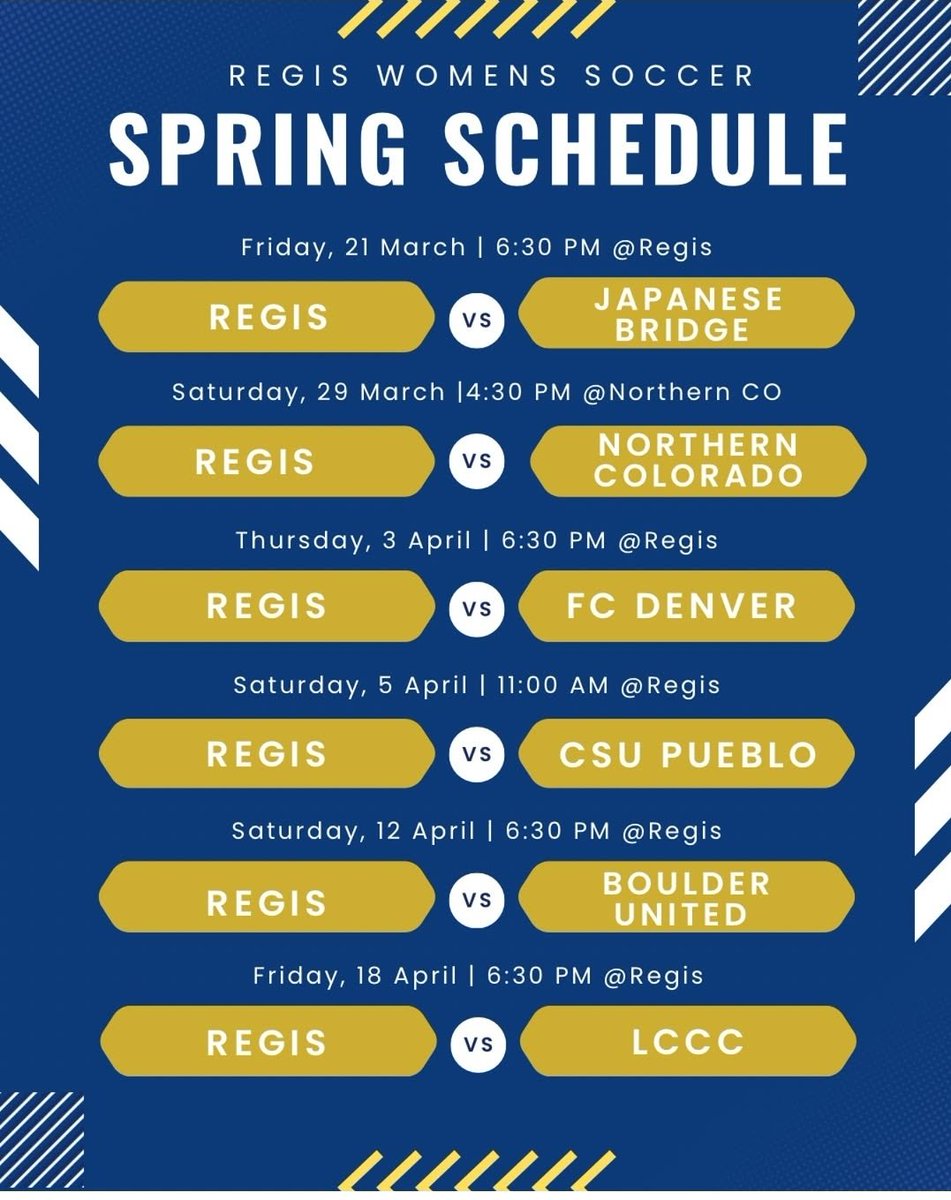 Regis University Women's Soccer (@regiswsoc) on Twitter photo Spring Footy ... set your calendars! <a href="/ImYouthSoccer/">ECNL/GA/Recruiting/College Soccer</a> <a href="/NCAADII/">NCAA Division II</a> <a href="/NCAASoccer/">NCAA Soccer</a> Spring Footy ... set your calendars! <a href="/ImYouthSoccer/">ECNL/GA/Recruiting/College Soccer</a> <a href="/NCAADII/">NCAA Division II</a> <a href="/NCAASoccer/">NCAA Soccer</a>