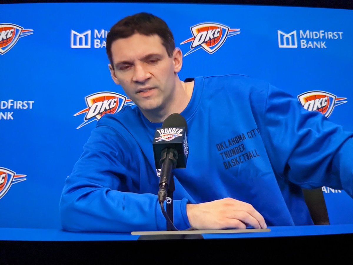 NathanMattise's tweet photo. On the plus side, Coach Mark busted out my fav post game crew neck (seen here in Jan 2024). It's @nike's Spotlight dri-fit, but not seemingly publicly available for all teams 🤦‍♀️ #okc https://t.co/Z1sAAQAqeq
