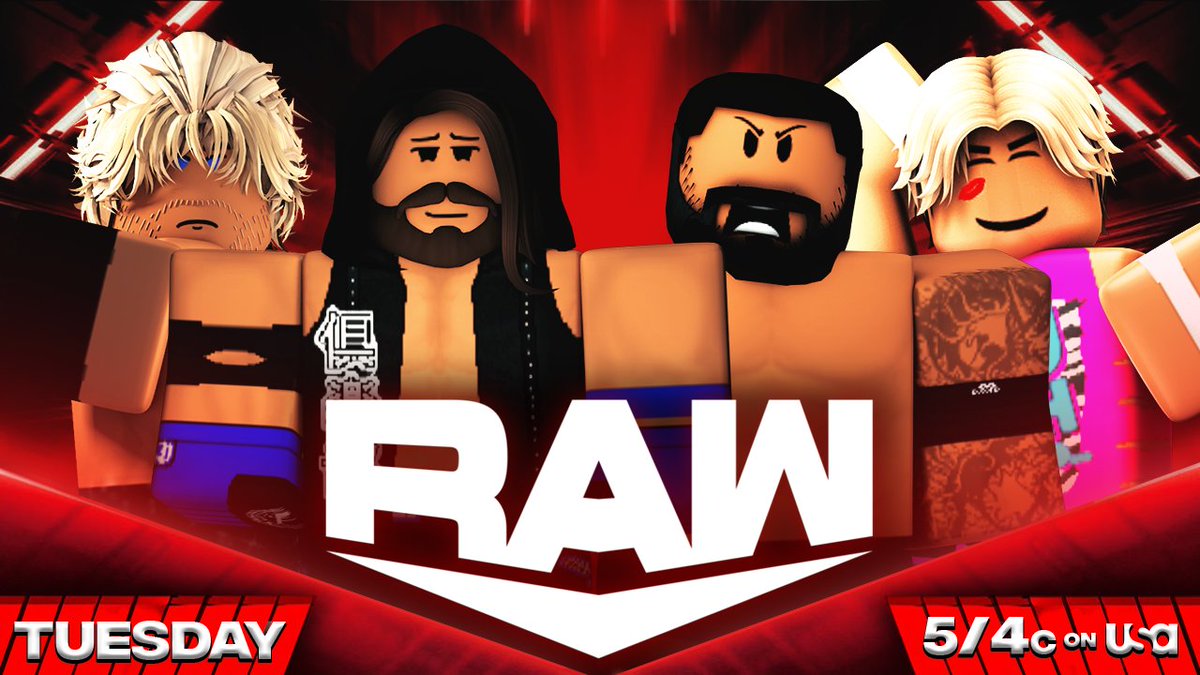 _WWERoblox's tweet photo. Tuesday Night ON #WWERaw
@B_immyy cashes in his rematch clause against @nfxthegoat
-
@ominteen looks to make a statement as he takes on @mhzeuu
-
@AvoryWintersRW VS @m1ckmav VS @DrBartholmew VS @imlosinyou - Last chance Qualifier
-
#RATEDRKO VS #MajorBrothers VS #MiznRiley https://t.co/itR2qDCQ4R