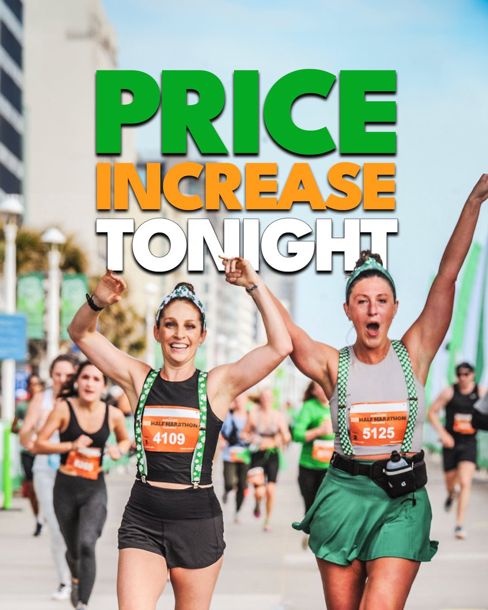 Get ready to PADDY ON because we are less than 3 weeks away from the 53rd Yuengling Beer Shamrock Marathon! ☘️

Don’t wait for the rainbow’s end—secure your spot before the price increase tonight at 11:59PM! 🌈 bit.ly/3VpGekv