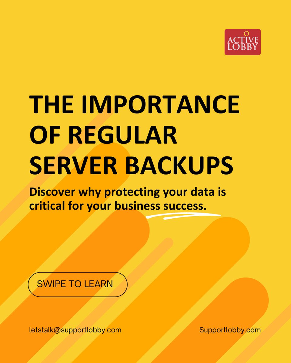 Activelobb25326's tweet image. &quot;Swipe through to discover why regular server backups are crucial for your business! 🔒 Protect, recover, and stay secure with Activelobby. #ServerBackup #DataProtection #CyberSecurity #BusinessContinuity #RansomwareProtection #CloudBackup #ITSecurity #BackupSolutions&quot;