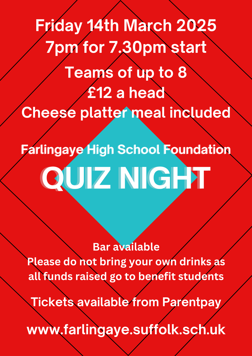 Don't forget to buy your tickets for our annual quiz night. A fun way to raise money to help our students in school.
We would be grateful if anyone can help to organise this.
We are also looking for prizes for the raffle if you have anything to donate, we would be truly grateful.