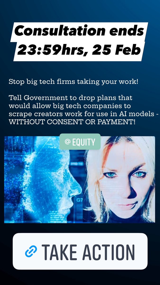 With just one click you can email your MP and make your voice heard!! 

equity.org.uk/campaigns-poli…

#AIPolicy #Campaigns <a href="/EquitySingers/">Equity Singers</a> <a href="/EquityAudio/">EquityAudioCommittee</a> <a href="/EquityUK/">Equity</a>