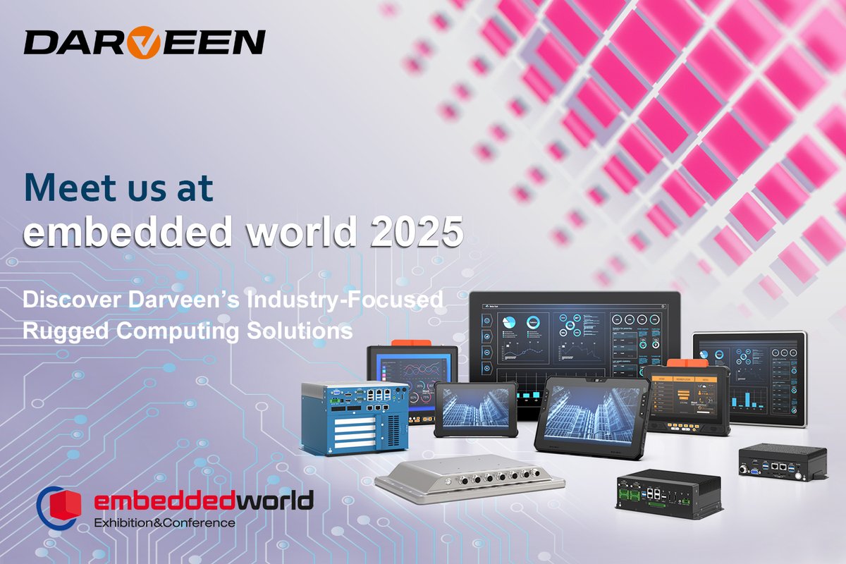 DarveenTechnol2's tweet photo. Join us at Embedded World 2025 and experience the future of rugged computing firsthand!
📅Date: March 11–13, 2025 
🚪Booth: Hall 3, Booth 3-230

Read more: https://t.co/qhR9k5pVkx
#DarveenEvents #EW25 #RuggedTablets #VehicleMountComputers #IndustrialPanelPC #EmbeddedComputers https://t.co/wNJRwEgjyL