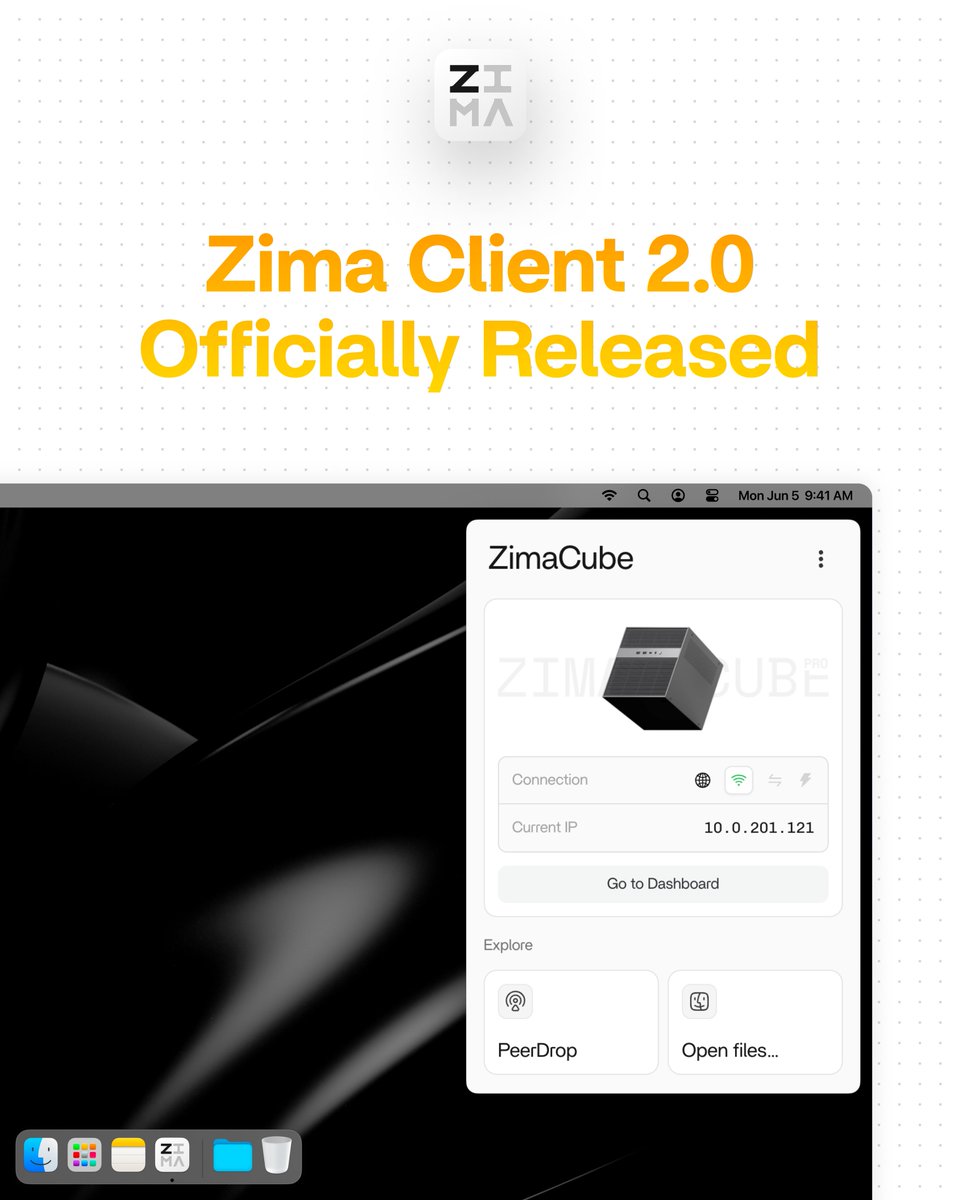 ZimaSpace's tweet image. ✨ Zima Client 2.0 is here! 🎉 
Fast connections ⚡
Smart switching 🔄
Anytime access 🌍
—download for next-level storage! 📥✨
find.zimaspace.com
#ZimaClient #StorageSolution #TechLaunch #ZimaOS #ZimaCube