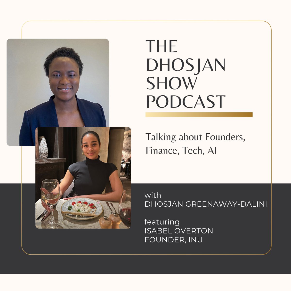 DGDUK3's tweet image. 🎧 Check out the latest episode of The Dhosjan Show on Spotify and Apple Podcasts!
Spotify 👉spoti.fi/3Z7dgX2
Apple Podcasts 👉 bit.ly/40t9LuT
In this episode, I'm joined by Isabel Overton, Founder of Inu. Inu is a restaurant discovery platform that connects…