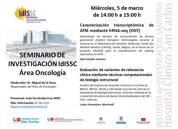 IdISSC, IIS del Hospital Clínico San Carlos (@iis_idissc) on Twitter photo 📢Hoy Seminario de Investigación IdISSC del área de #Oncología🧬
⏰ miércoles 5 de marzo de 2025, 14:00 h
🗺️ Aula Fernández Cruz - Pabellón docente del Hospital Clínico Universitario San Carlos
No faltes! <a href="/SomosClinico/">#SomosClínico</a>
⬇️ Más info: idissc.org/agenda/seminar… 📢Hoy Seminario de Investigación IdISSC del área de #Oncología🧬
⏰ miércoles 5 de marzo de 2025, 14:00 h
🗺️ Aula Fernández Cruz - Pabellón docente del Hospital Clínico Universitario San Carlos
No faltes! <a href="/SomosClinico/">#SomosClínico</a>
⬇️ Más info: idissc.org/agenda/seminar…