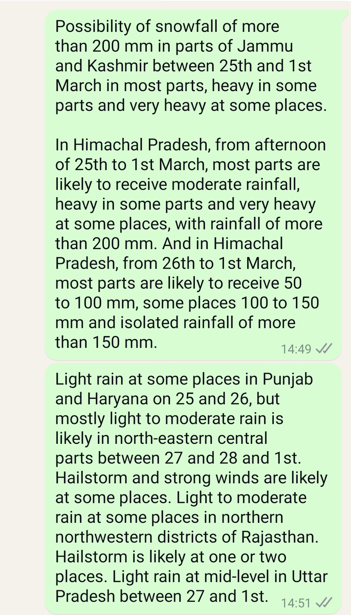 Monsoontv_india's tweet photo. 😱😱 Red alert for hilly area --Two strong wd(1st 25-26 2nd 27-1 march) have started to affect over Nothern india. It will give heavy to very heavy acvumulated #rainfall #snowfall over some places  of #jammu and #kashmir #uk, himachal during 5 days. @Immybhat1 @dineshsundlia https://t.co/6M0Jjfqjxh