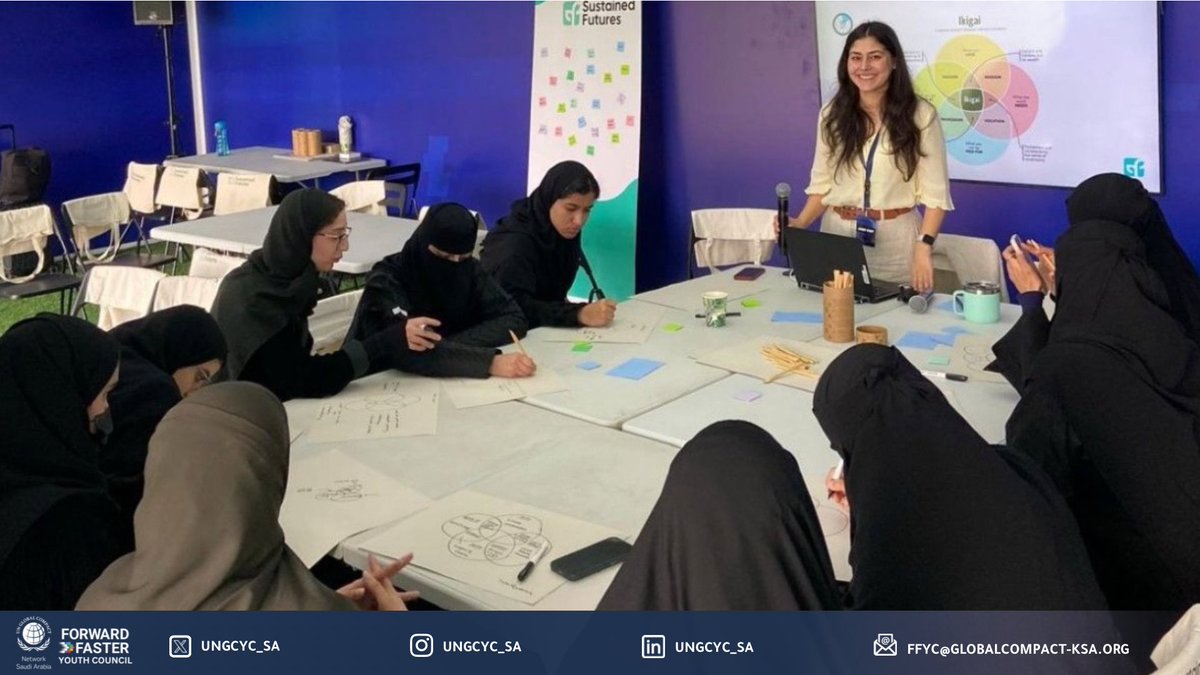 📢 اختُتمت ورشة Green Skills &amp; Sustainability التي استمرت ليومين، بتنظيم من 
UNGC Saudi Arabia Forward Faster Youth Council و Sustained Futures! 🌱✨

وهي ورشة تفاعلية استهدفت طالبات الجامعات في الرياض لتعزيز مهارات الاستدامة والقيادة.