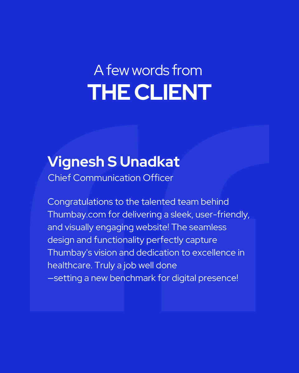 A heartfelt thank you to <a href="/thumbaygroup/">THUMBAY Group</a> for trusting us with this project, and to Vignesh for his thoughtful review. We are truly grateful to be part of this journey in paving the way forward.

If your organization seeks to improve its digital presence, let’s talk!