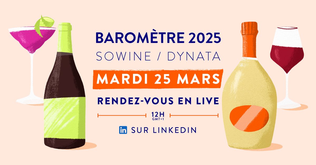 📅 Le Baromètre SOWINE/Dynata 2025, première étude analysant le comportement des consommateurs de vin et spiritueux en France, sera dévoilé mardi 25 mars en live sur LinkedIn par Marie Mascré et Sylvain Dadé

Pour s’inscrire ➡️ bit.ly/baromètreSOWIN…