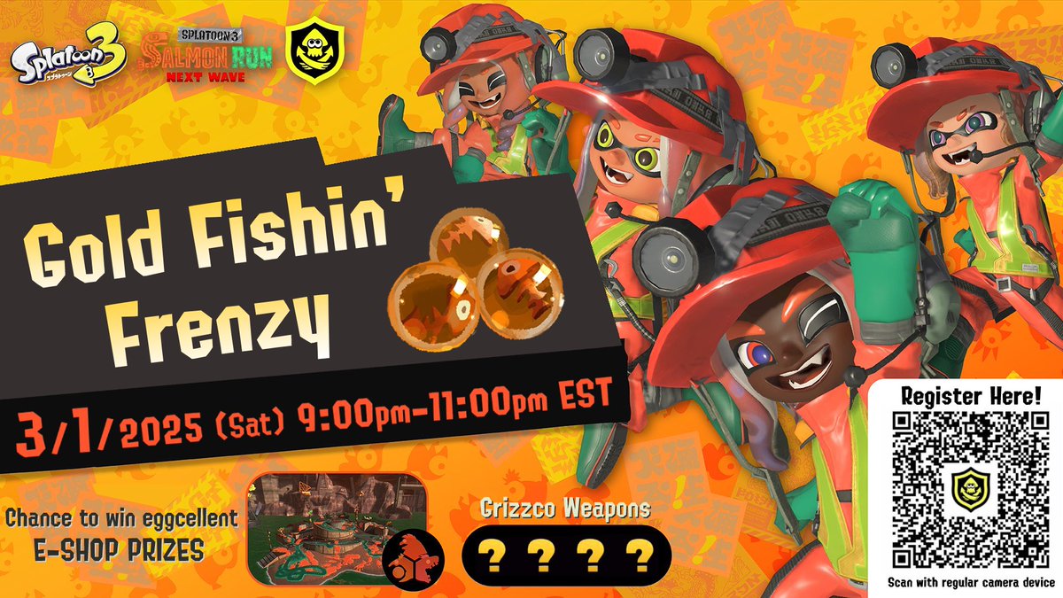 Join a short, fun #Splatoon3 #salmonrun tourney Sat. March 1st during Gold Rotation!