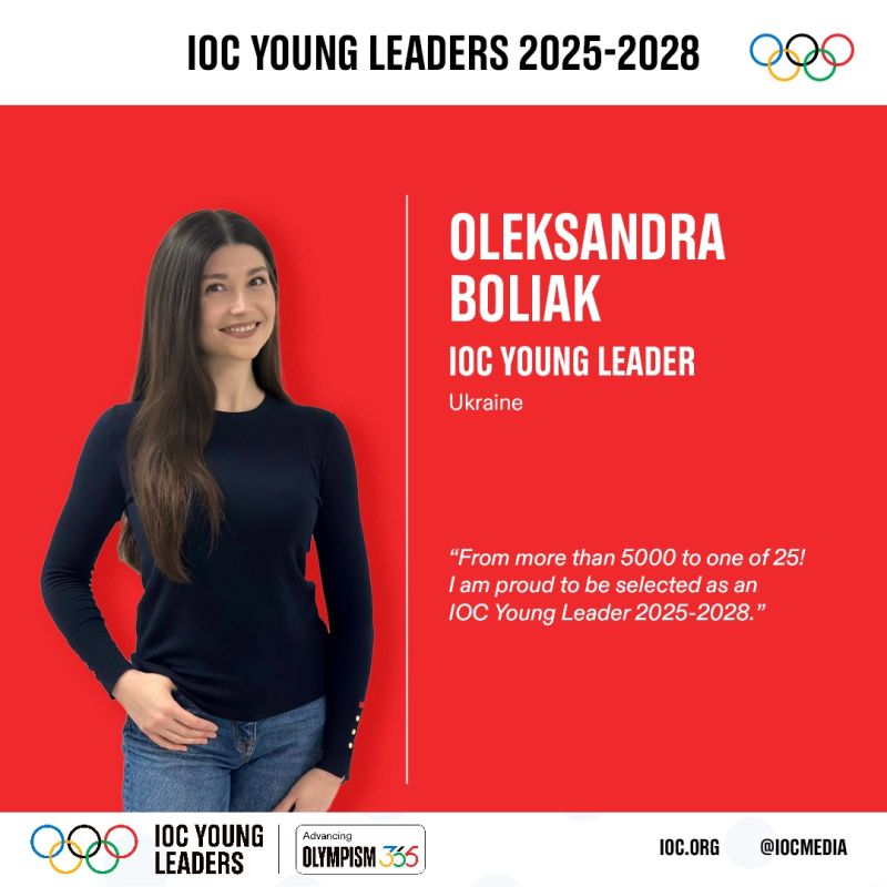 The Board Member of the UESpT, Oleksandra Boliak, has been choosen as IOC Young Leader for the period 2025-2028!