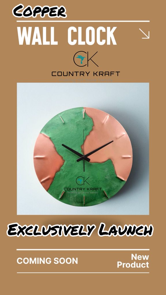 copper_expert's tweet image. Alert! 

“Coming Soon “

Exclusively launched New Product,copper wall Clock 

#wallclock #copperclock #comingsoon #exclussive #Gift #countrykraft #copperexpert