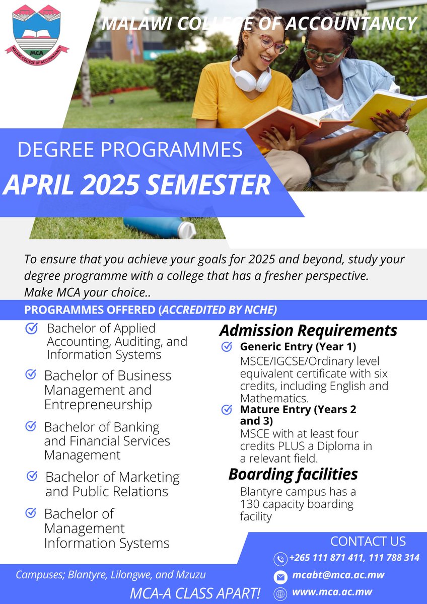 Ready to unlock endless possibilities in 2025? ✨

At MCA we’re committed to helping you build a future filled with knowledge, growth, and opportunities. Now is the time to take that bold step forward. 🎓

📚Apply for the April intake  today!📩
#MCA #AClassApart 
#Aprilintake