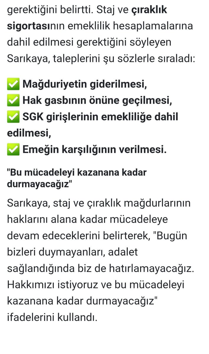 #StajyerVeÇıraklarSözDeğilYasaBekliyor