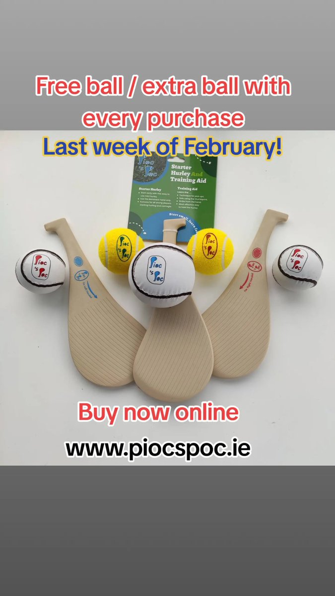 Free ball Offer! Last week of February Offer! Buy now on our new website piocspoc.ie