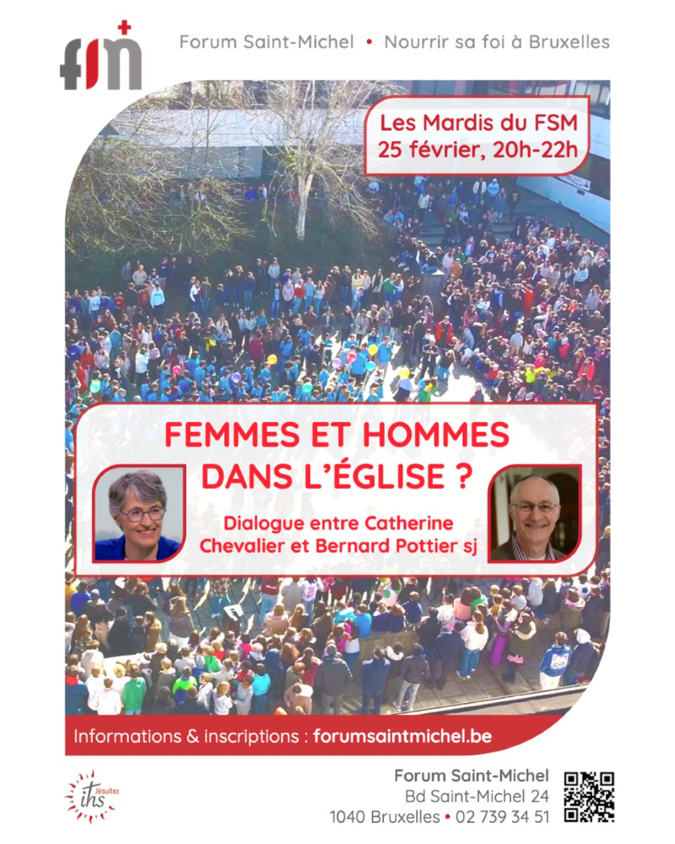 Jesuites's tweet image. ✨ Femmes et hommes dans l’Église : parlons-en franchement !
📅 Ce soir, 20h, dialogue ouvert avec Catherine Chevalier &amp;amp; Bernard Pottier sj
👉 s.mtrbio.com/cvlqzmyhwu #Dialogue #Église #Théologie #Jésuites #Parité #Bruxelles