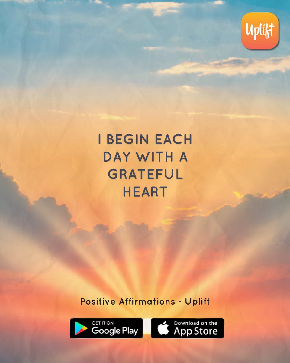 UpliftApps's tweet image. 🌞 New day, new mindset! 🌞
"I begin each day with a grateful heart." 💛✨

Start your mornings with positivity using Uplift! 🌿
📲 Download now on iOS &amp;amp; Android! 👉 vist.ly/3mvv68i

#StayUplifted #MindsetMatters #UpliftApp #SelantoApps #PositiveMIndset #Selfimprovement