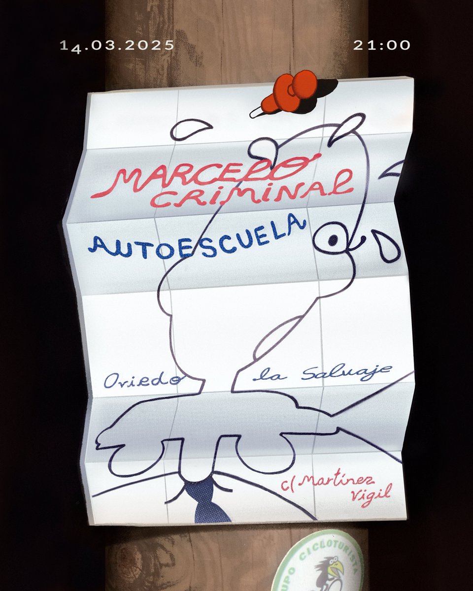 autoescueIa's tweet photo. este viernes 14 de marzo el grupo autoescuela y el trovador @marcelocriminal juntos y revueltos en @lasalvaje_ovd - no acudir será legalmente punible https://t.co/meFkteSQng