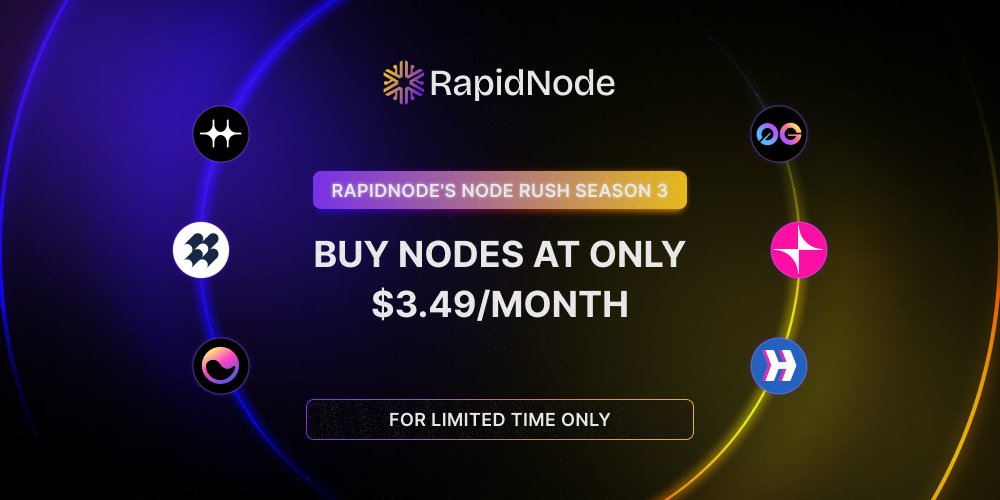 RapidNode NodeRush Season 3! Grab your favorite nodes for just $3.49/month. We have 7 free node spots available!

👉 How to join:
• Follow <a href="/rapidnodexyz/">RapidNode | One-click Node Management 🛠️</a> &amp; <a href="/FareaNFts/">Farea</a>
• Like &amp; RT this tweet

⏰ Ends in 24 hrs!