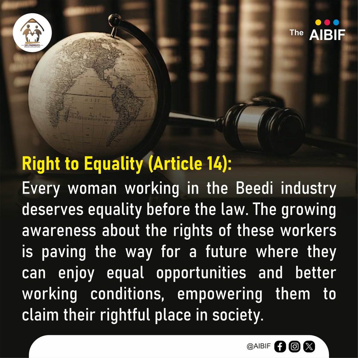 Under Article 14 – Equality Before Law, every woman working in the beedi industry deserves equal rights, fair wages, and protection under the law. Their hard work fuels livelihoods, and they must not be left behind!

Let’s ensure justice, dignity, and empowerment for all beedi