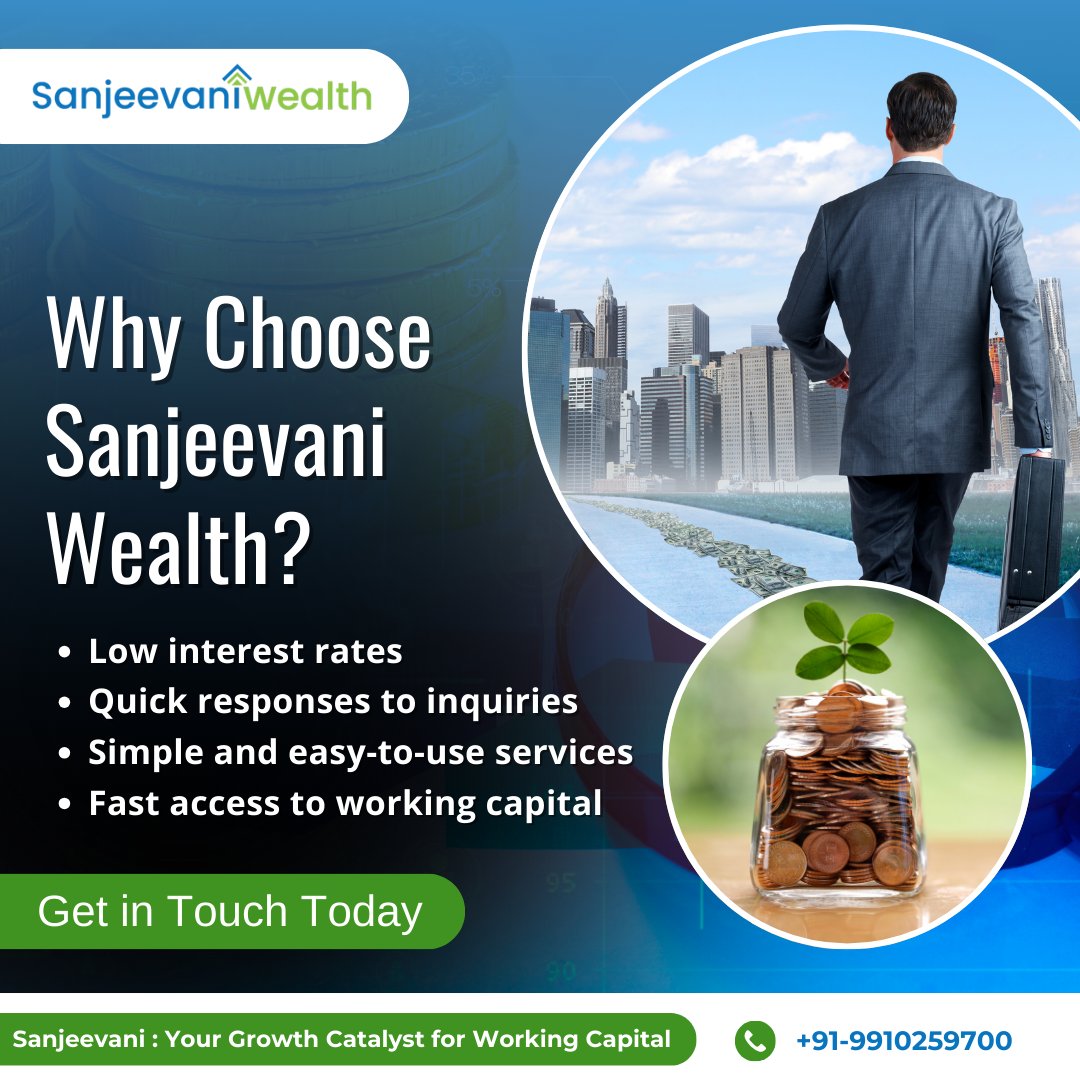 Sanjeevani_wg's tweet image. Looking for a reliable partner to boost your business growth?
Sanjeevani Wealth offers low-interest rates, quick responses, easy-to-use services, and fast access to working capital!
Call us -  +91 9910259700
#SanjeevaniWealth #Finance #WorkingCapitalSolutions #LowInterestRates