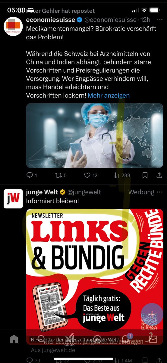 Wenn X dir nach dem <a href="/economiesuisse/">economiesuisse</a> Artikel eine Werbung für das Magazin links &amp; bündig anzeigt… Genau mein Humor 😅.