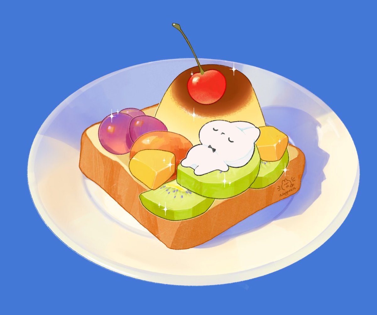 napporin's tweet image. shh he’s sleeping 🍮🍒🥝