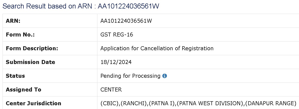caakranjan's tweet image. Application for cancellation of Registration having ARN: AA101224036561W applied on 18/12/24 assigned to Centre Pending for Processing for more than 70 days.

@cbic_india @Infosys_GSTN 
@nsitharamanoffc @PMOIndia @nsitharaman @narendramodi 

#GST #GSTRegistartion #GSTApplication…