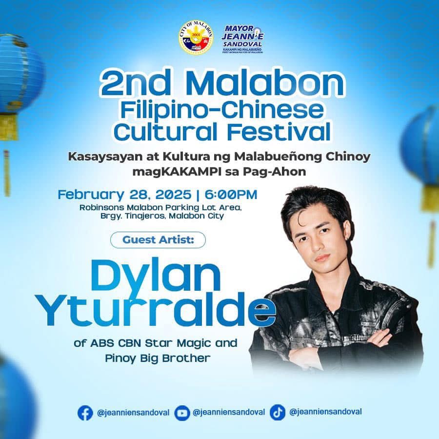 Dylan will be a guest artist at 2nd Malabon Filipino-Chinese Cultural Festival held at Robinsons Malabon Parking Lot Area this coming February 28,2025 at 6:00 pm.

See you there, BAEbies!

#DylanYturralde || <a href="/dylan_yturralde/">Dylan</a>