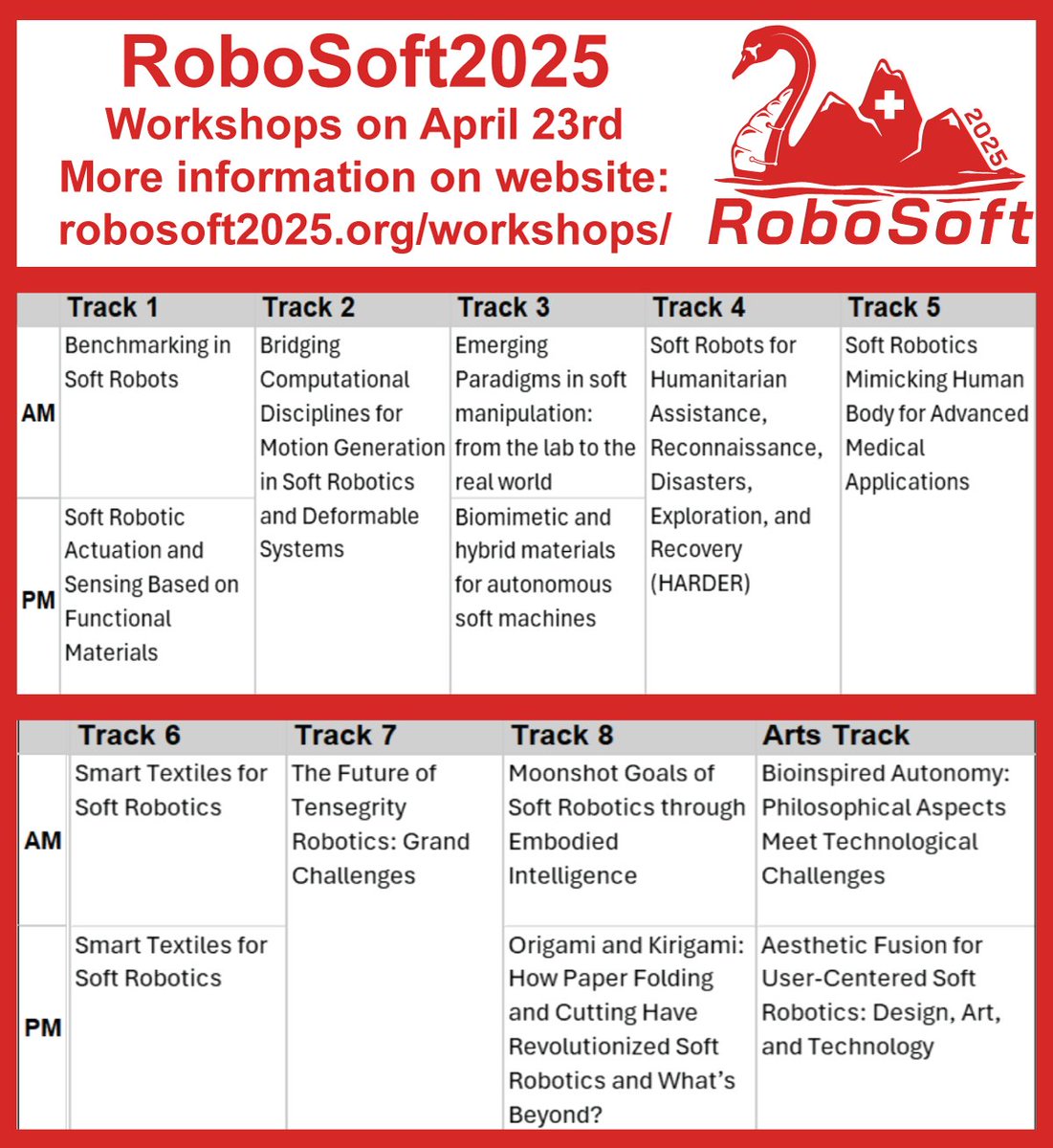 Here is our workshop schedule at a glance. More information on our website!