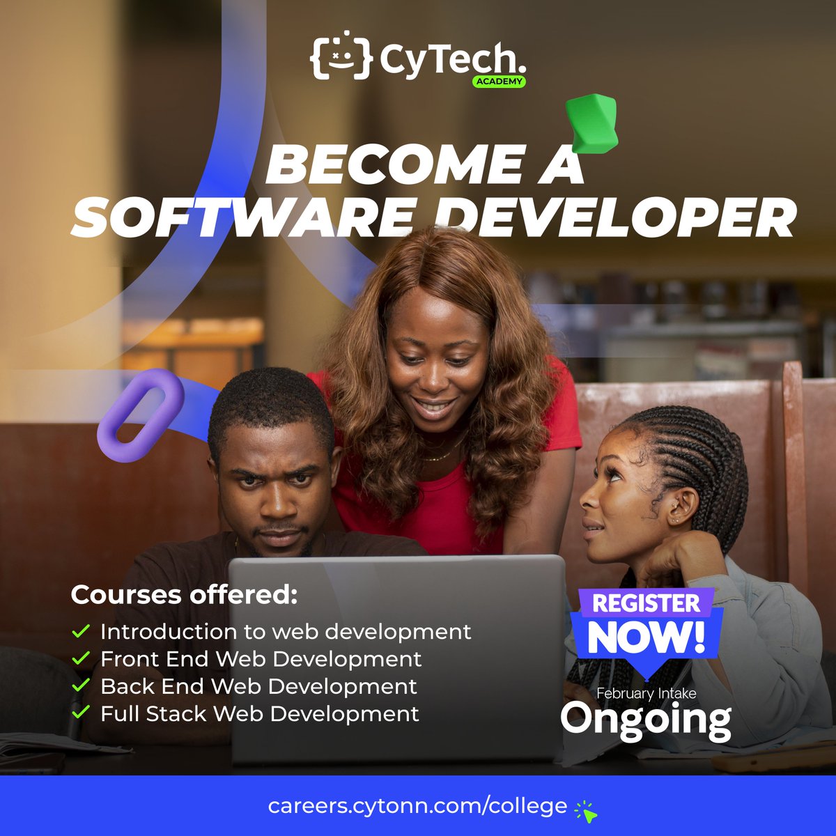 CytonnCollege's tweet image. Ready to start your career in tech? Enroll now
and let’s code your way to success, design your dream
career, and hack your future in style. Seats are filling
fast—don’t miss the chance to join the boujee tech
elite! 📷📷 # BoujeeAndBrainy #GlowUp2025
#EnrollNow #februaryintake